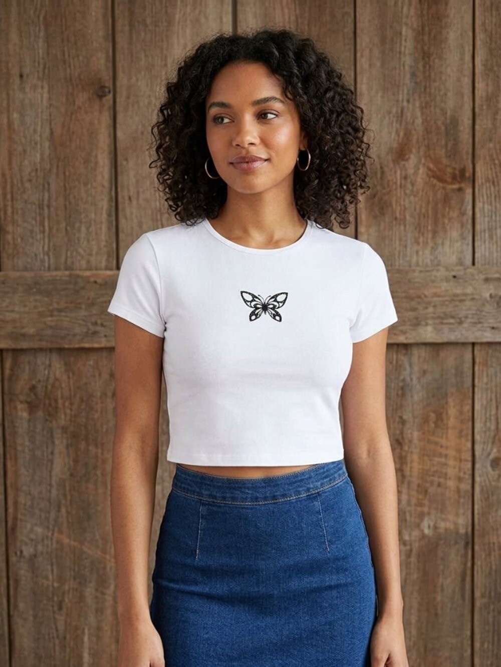 bluenotes Size Med NWT White, Butterfly Baby Tee